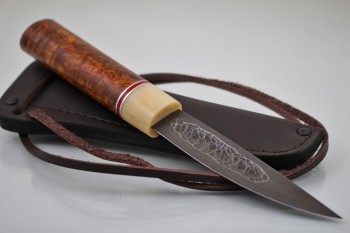 Северный нож малый "БЫHЫЧЧА" кованая ХВ-5. Рукоять стабилизированная карельская береза.